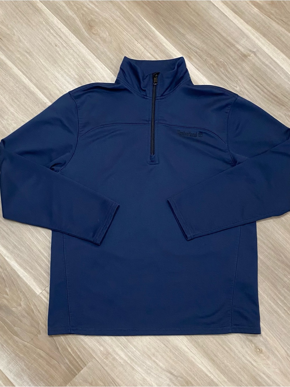 Timberland 1/4 Zip Pullover Mens Medium M Blue Fleece Layer Mock Neck Logo
